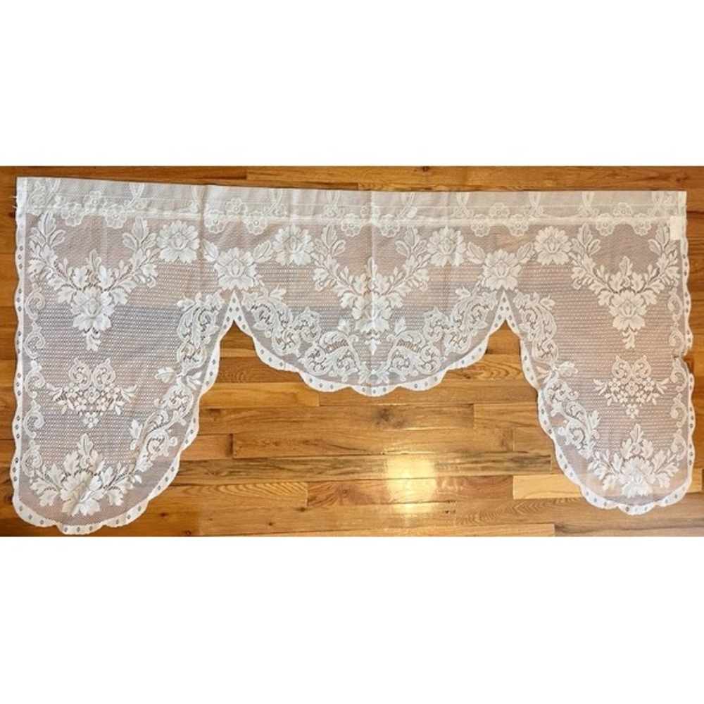 Vintage Ivory Lace Valance Swag Curtain